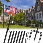 9 Ft Tangle Free Flag Pole Ground, Thickened Stainless Steel With 5 Prongs.... Fixed Price $43.68.