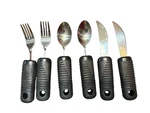 Sammons Preston Sure Grip Utensils 6PC Adaptive Fork Spoon Knife Set. Fixed Price $45.00.