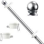Flag Pole, Tangle Free Spinning Stainless Steel Weather 6FT, Silver. Fixed Price $29.70.