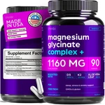 Magnesium Glycinate 1160MG + Aloe Vera, D3 & 90 Count (pack Of 1), No Color. Fixed Price $42.48.