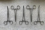 Lot Of 5 New Rochester-pean 6 1/4" Curved Forceps By Columbia Free Shipping. Fixed Price $29.00.